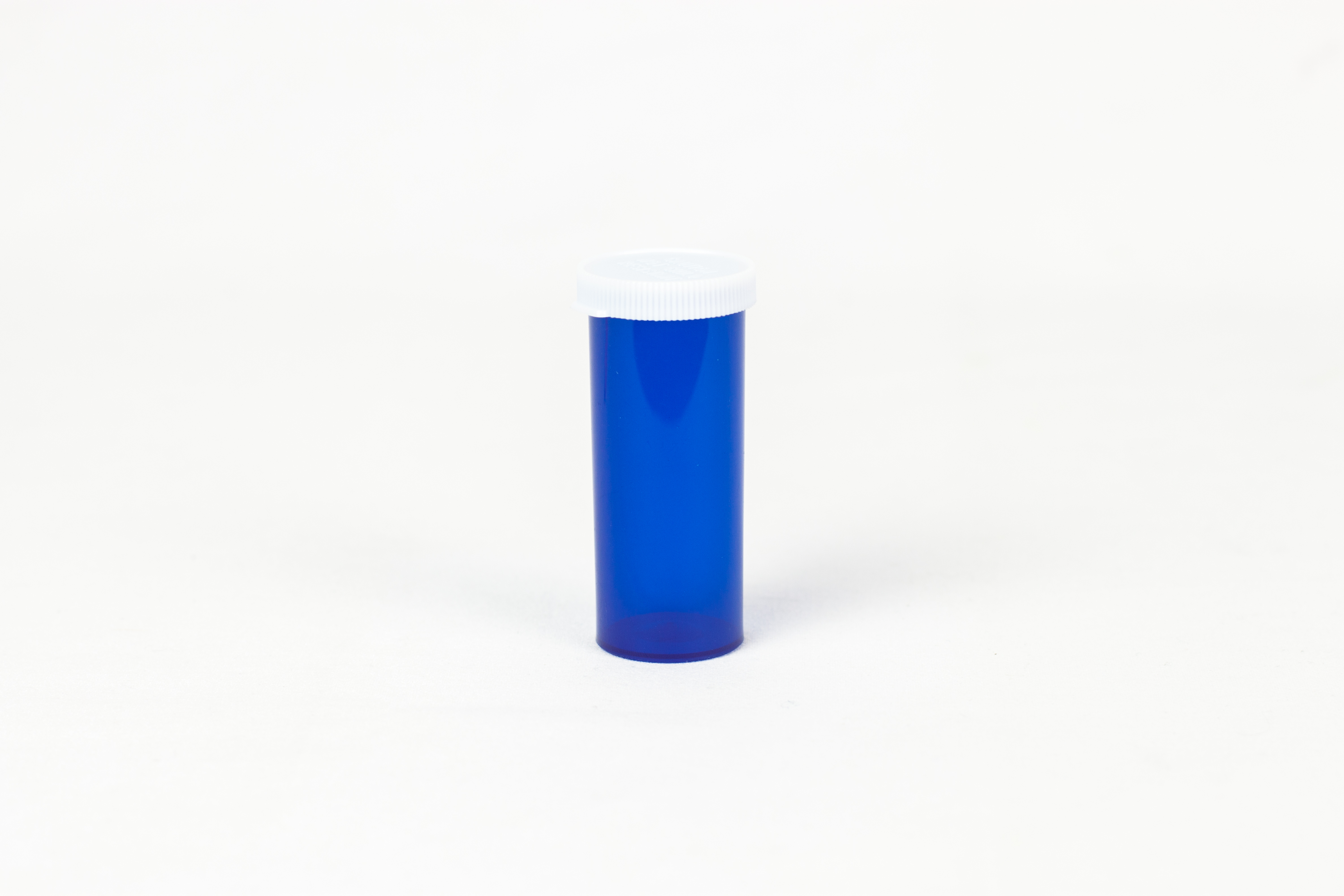 8 Dram Blue Vial and Cap, Snap Cap Plastic Prescription Vials