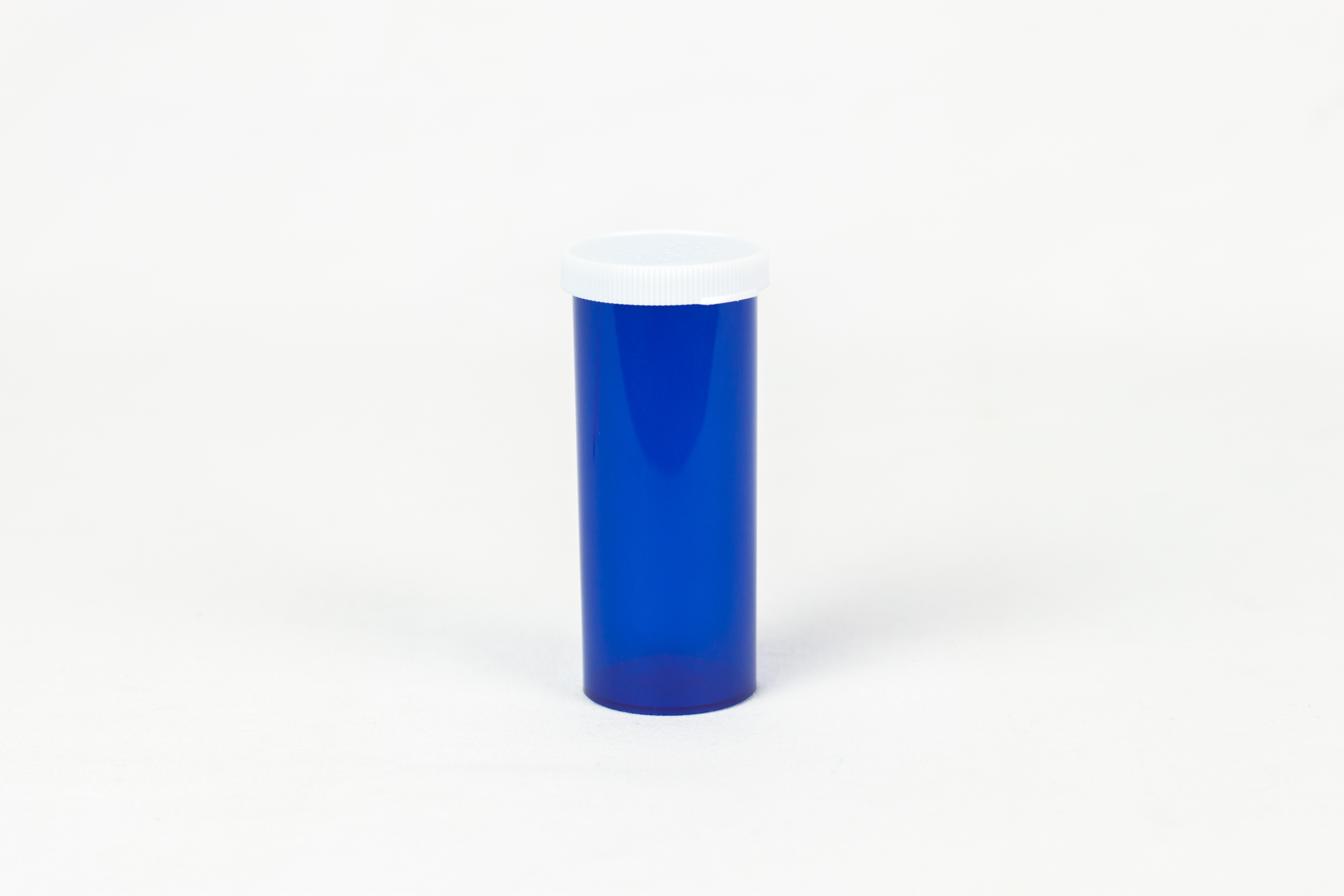 16 Dram Blue Vial and Cap, Snap Cap Plastic Prescription Vials