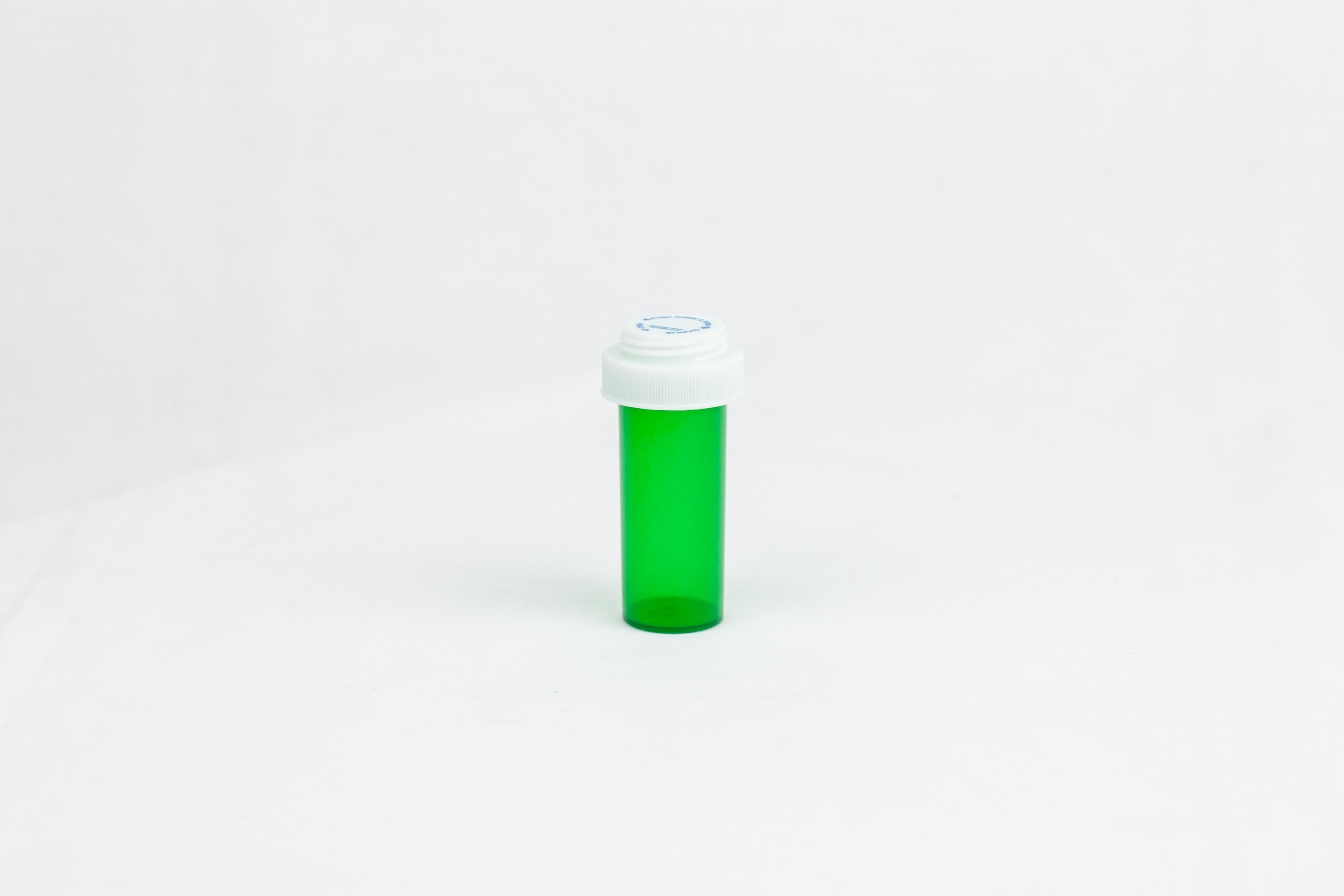 8 Dram Green Vial and Cap, Reversible Plastic Prescription Vials