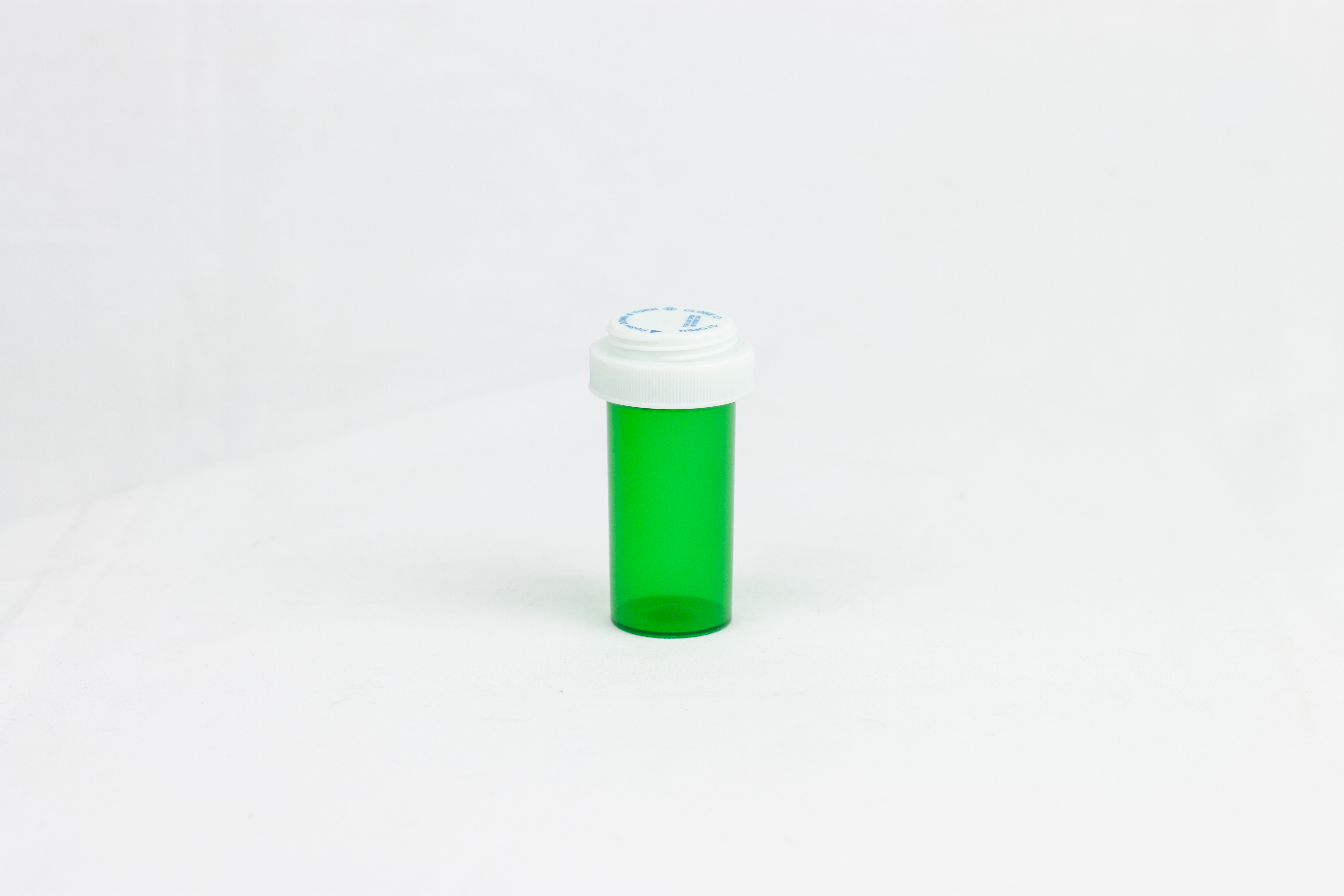 13 Dram Green Vial and Cap, Reversible Plastic Prescription Vials