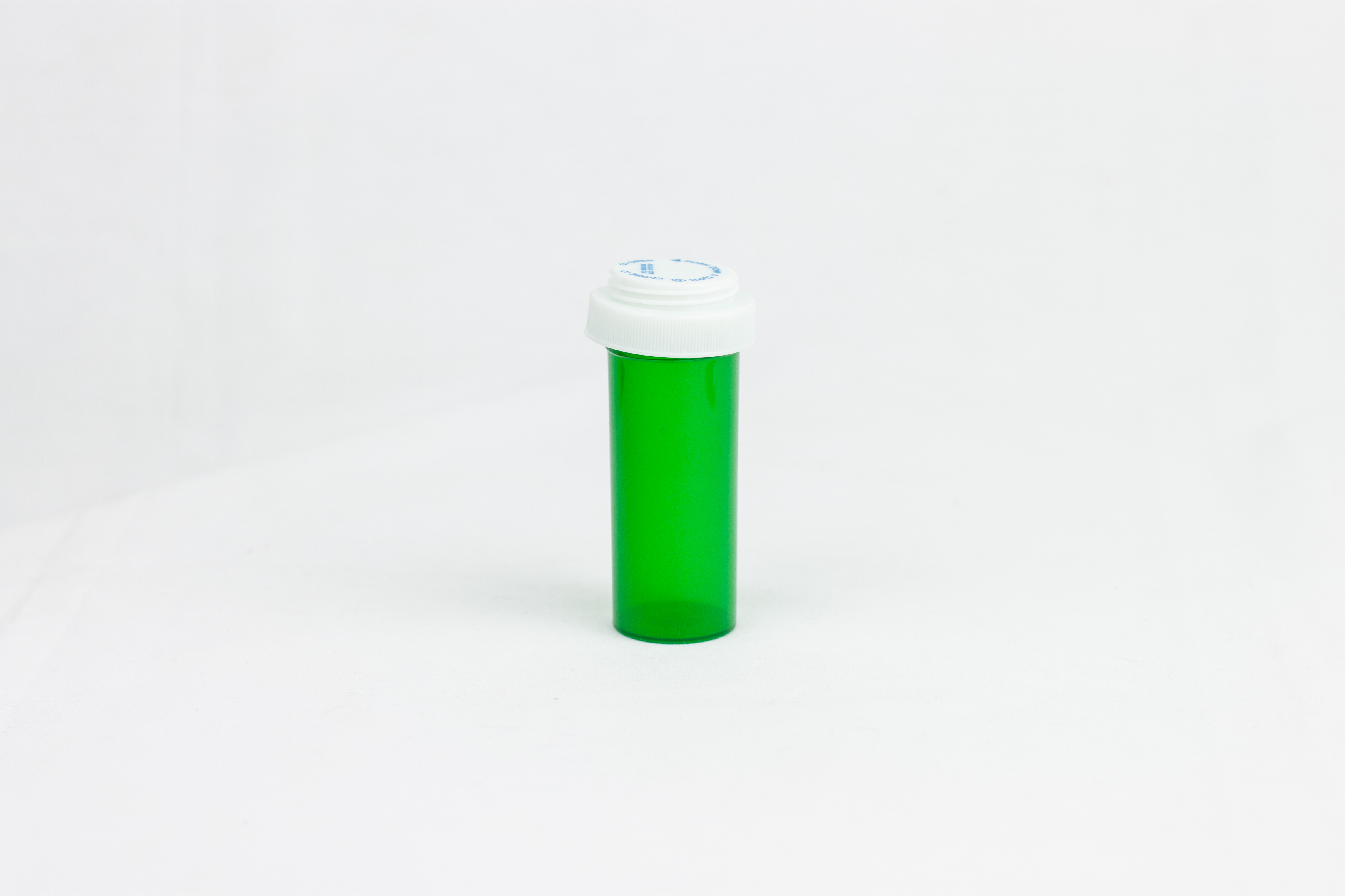 16 Dram Green Vial and Cap, Reversible Plastic Prescription Vials