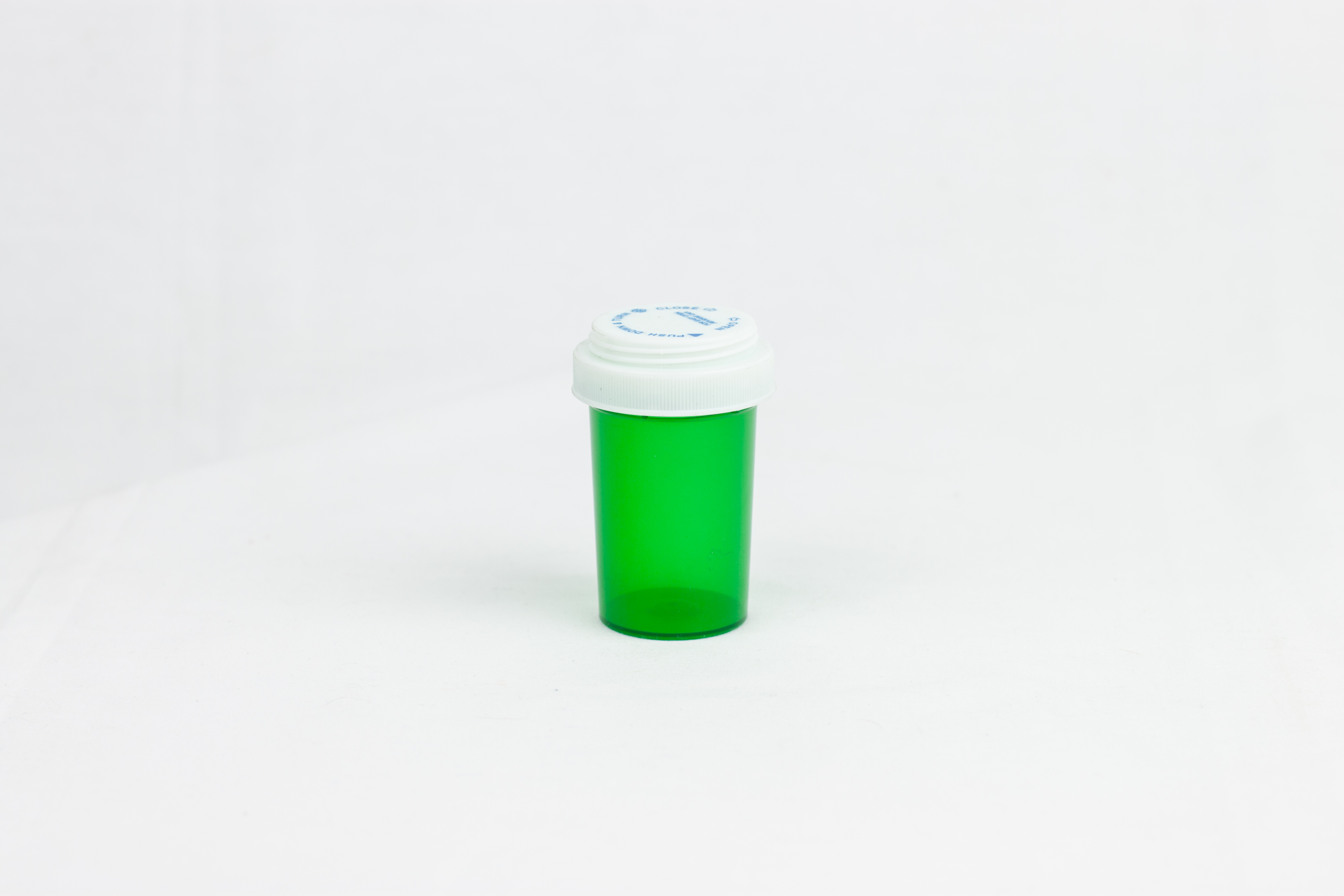 20 Dram Green Vial and Cap, Reversible Plastic Prescription Vials
