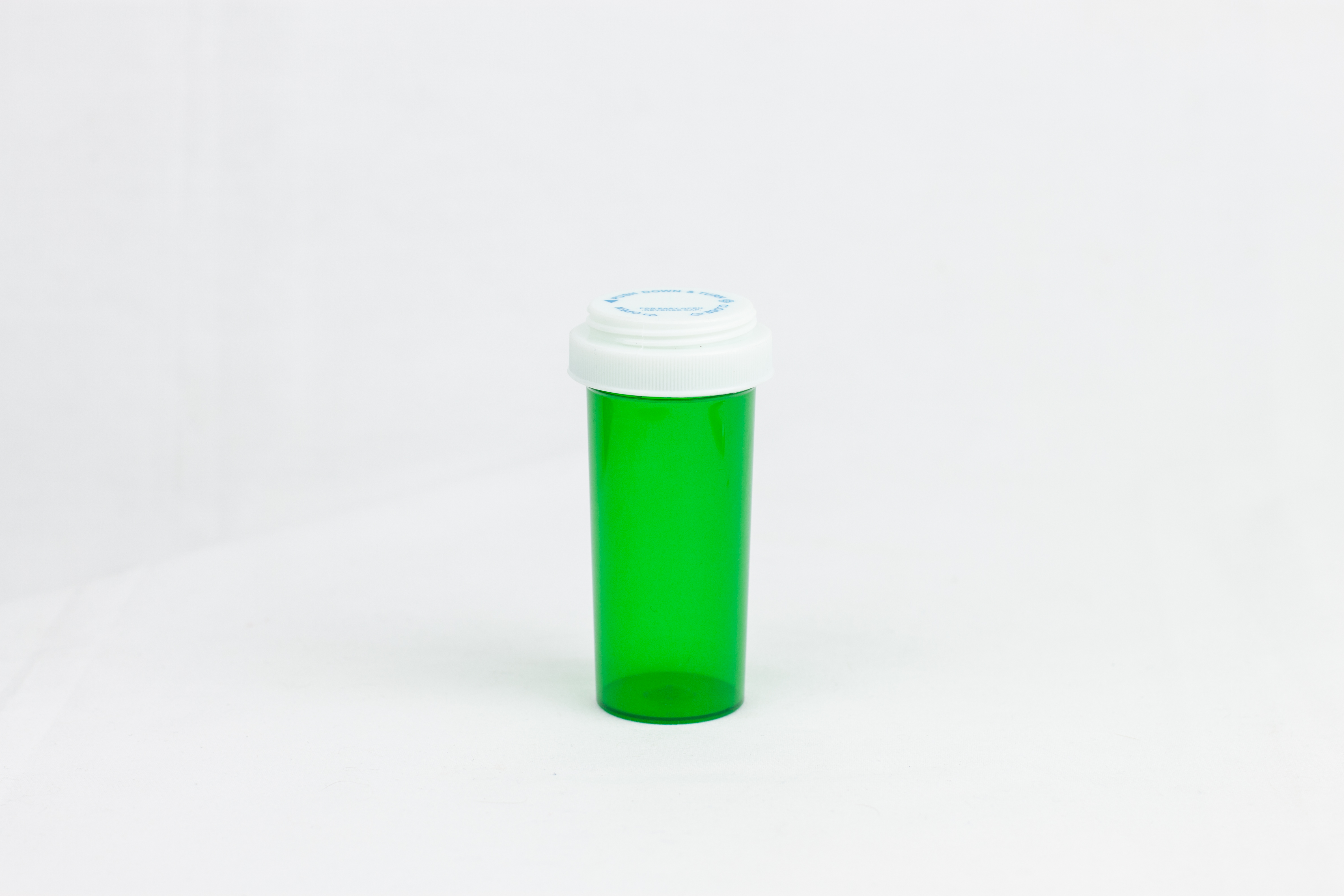 30 Dram Green Vial and Cap, Reversible Plastic Prescription Vials