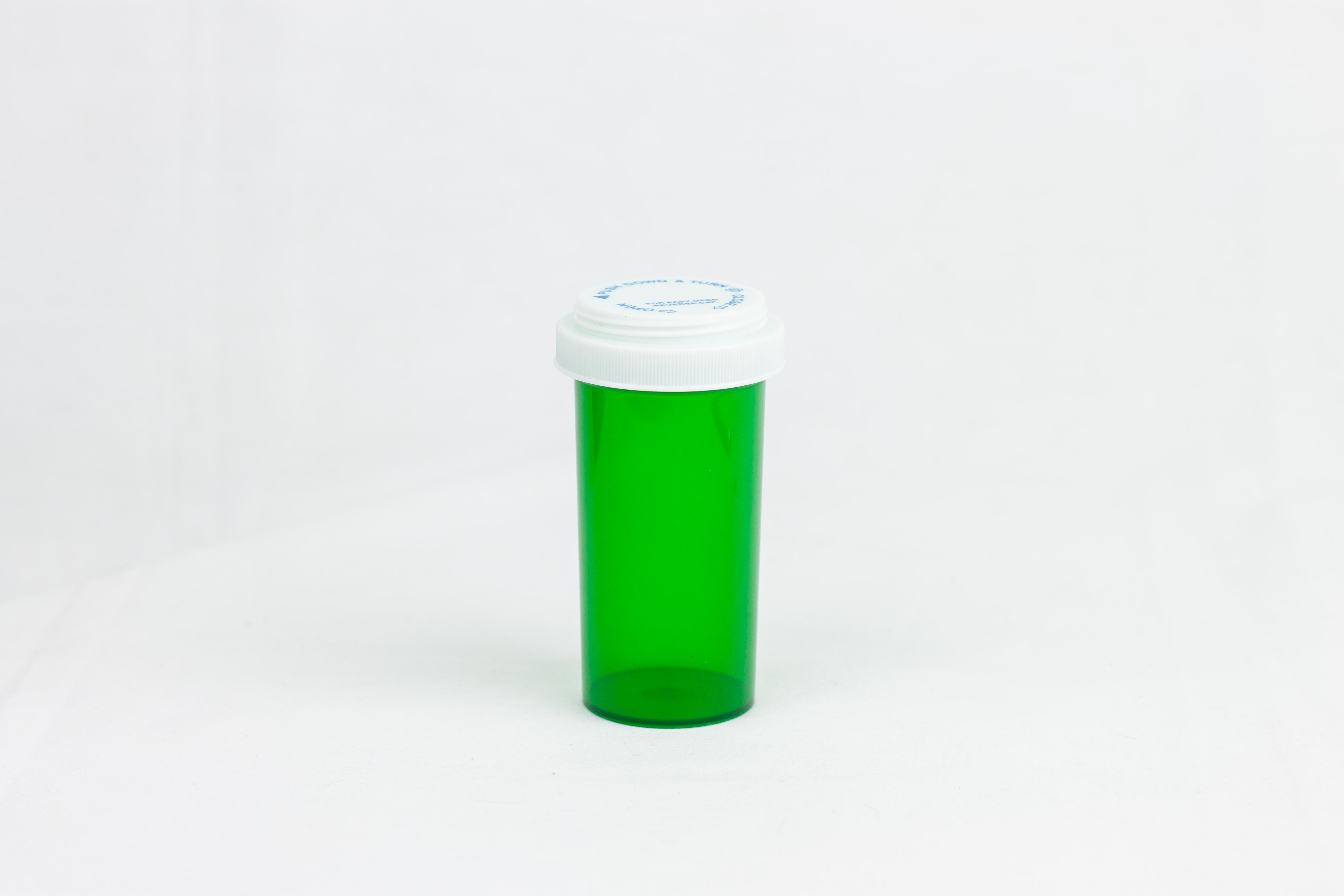 40 Dram Green Vial and Cap, Reversible Plastic Prescription Vials