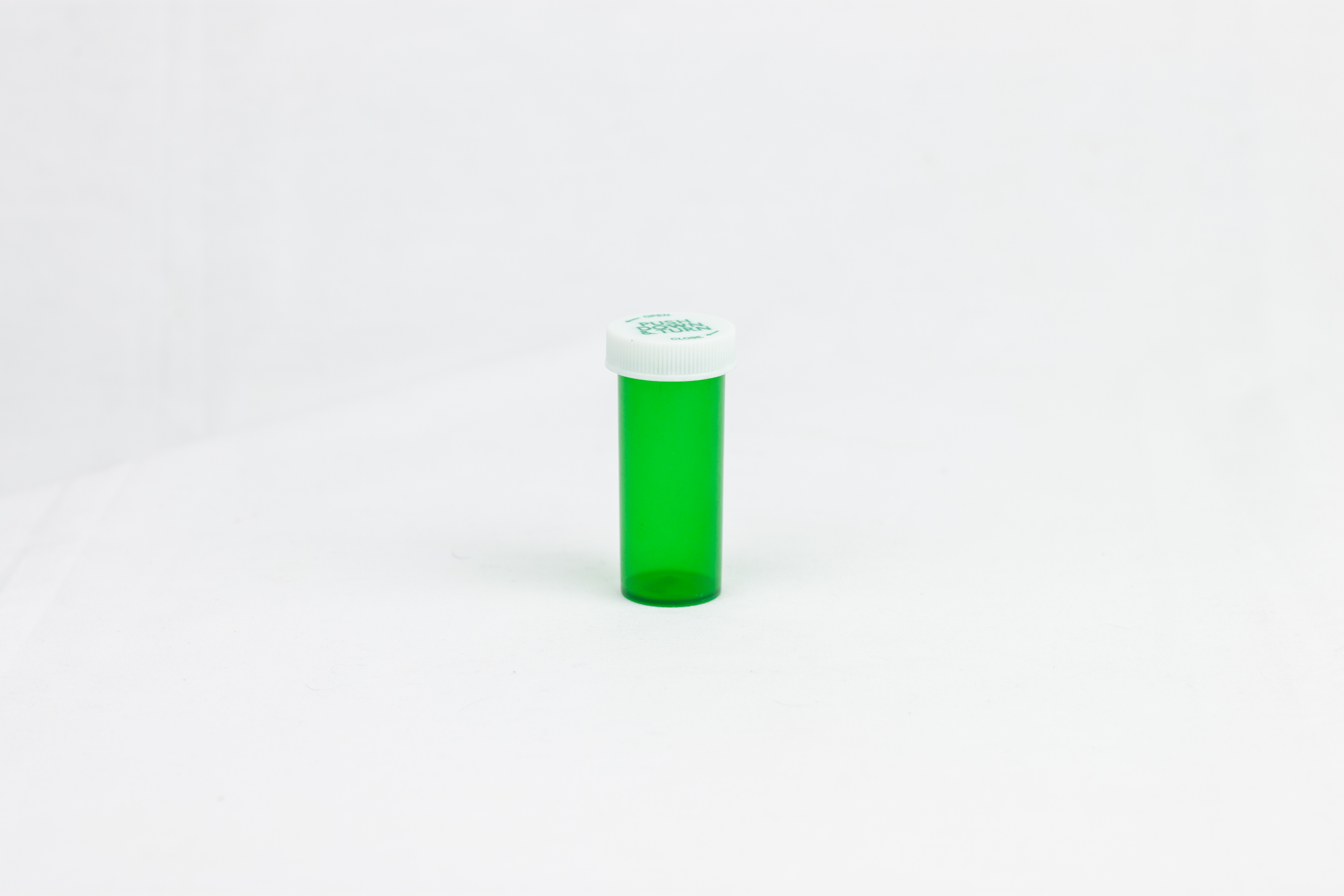8 Dram Green Vial and Cap, Child Resistant Plastic Prescription Vials