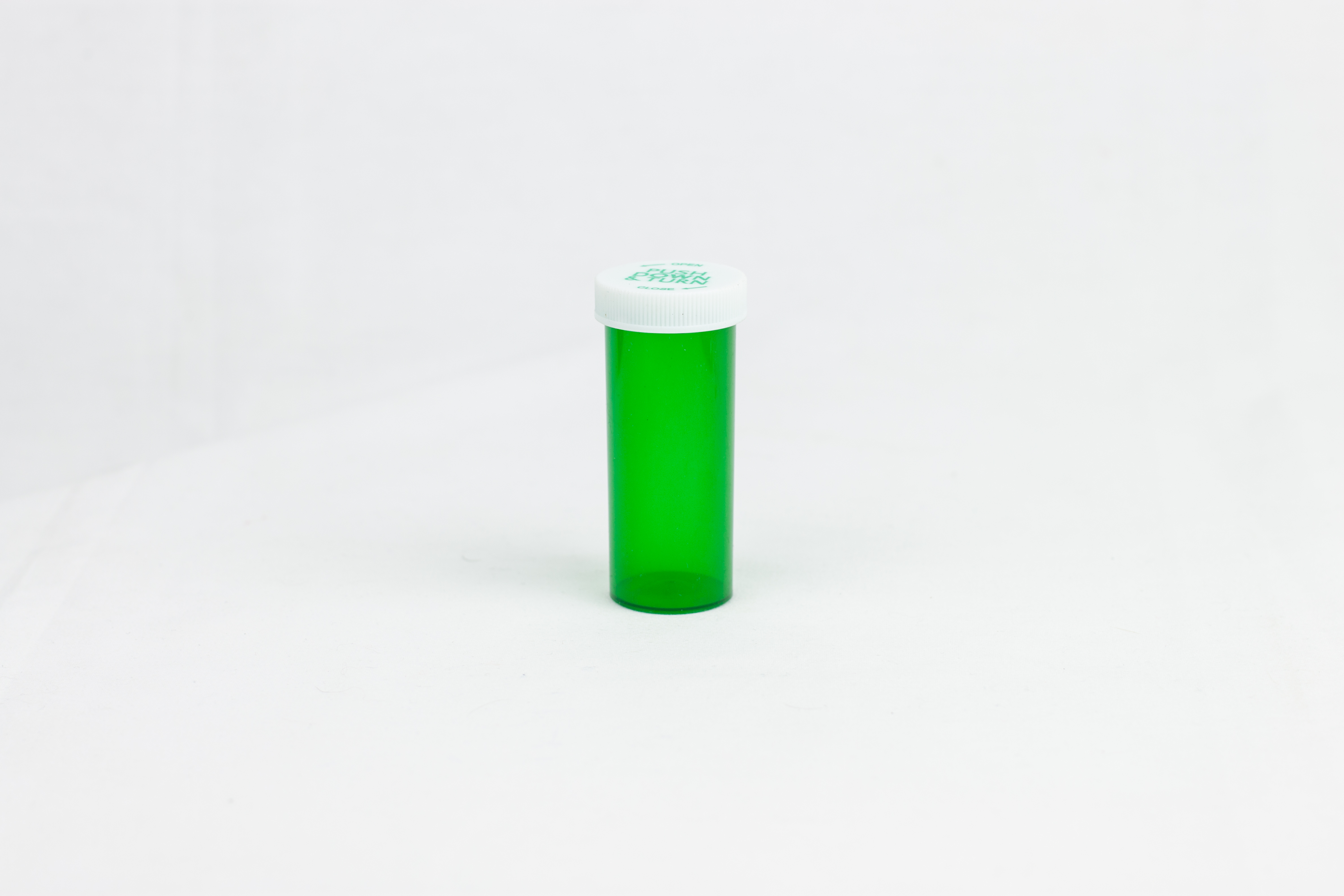 16 Dram Green Vial and Cap, Child Resistant Plastic Prescription Vials