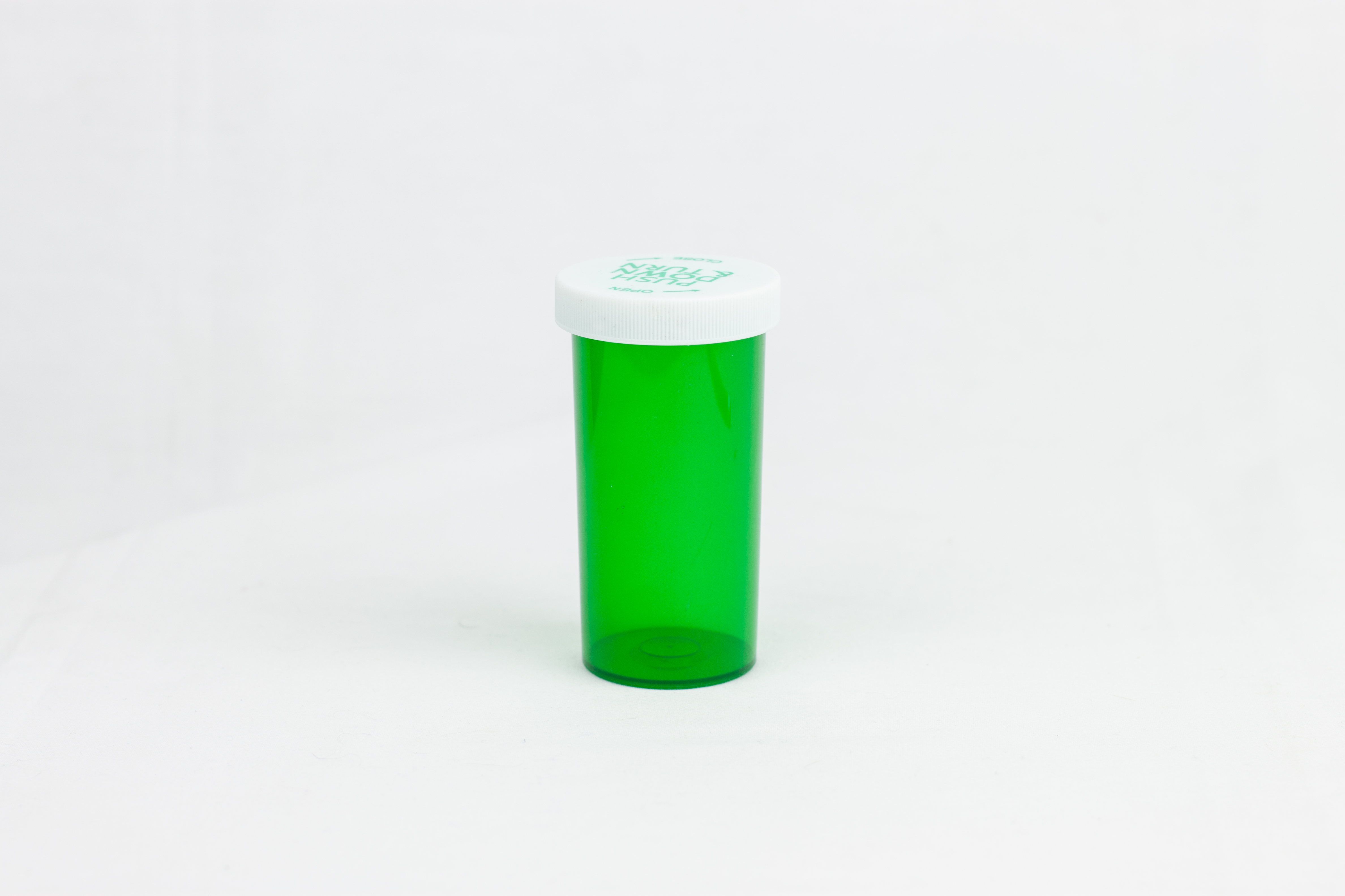 40 Dram Green Vial and Cap, Child Resistant Plastic Prescription Vials