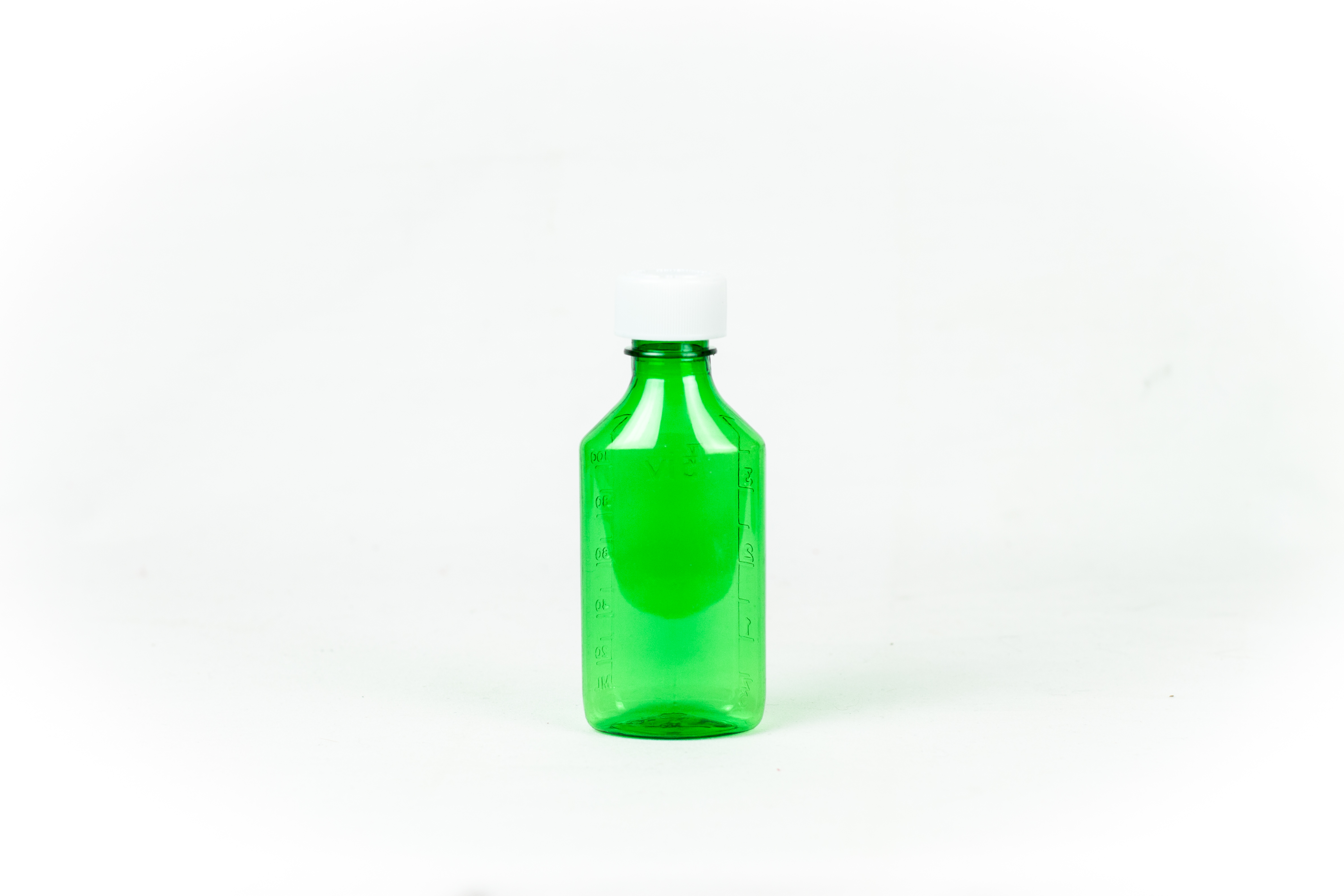 4 Ounce Green Liquid Oval and Caps, Child Resistant Plastic Prescription Oval Bottles
