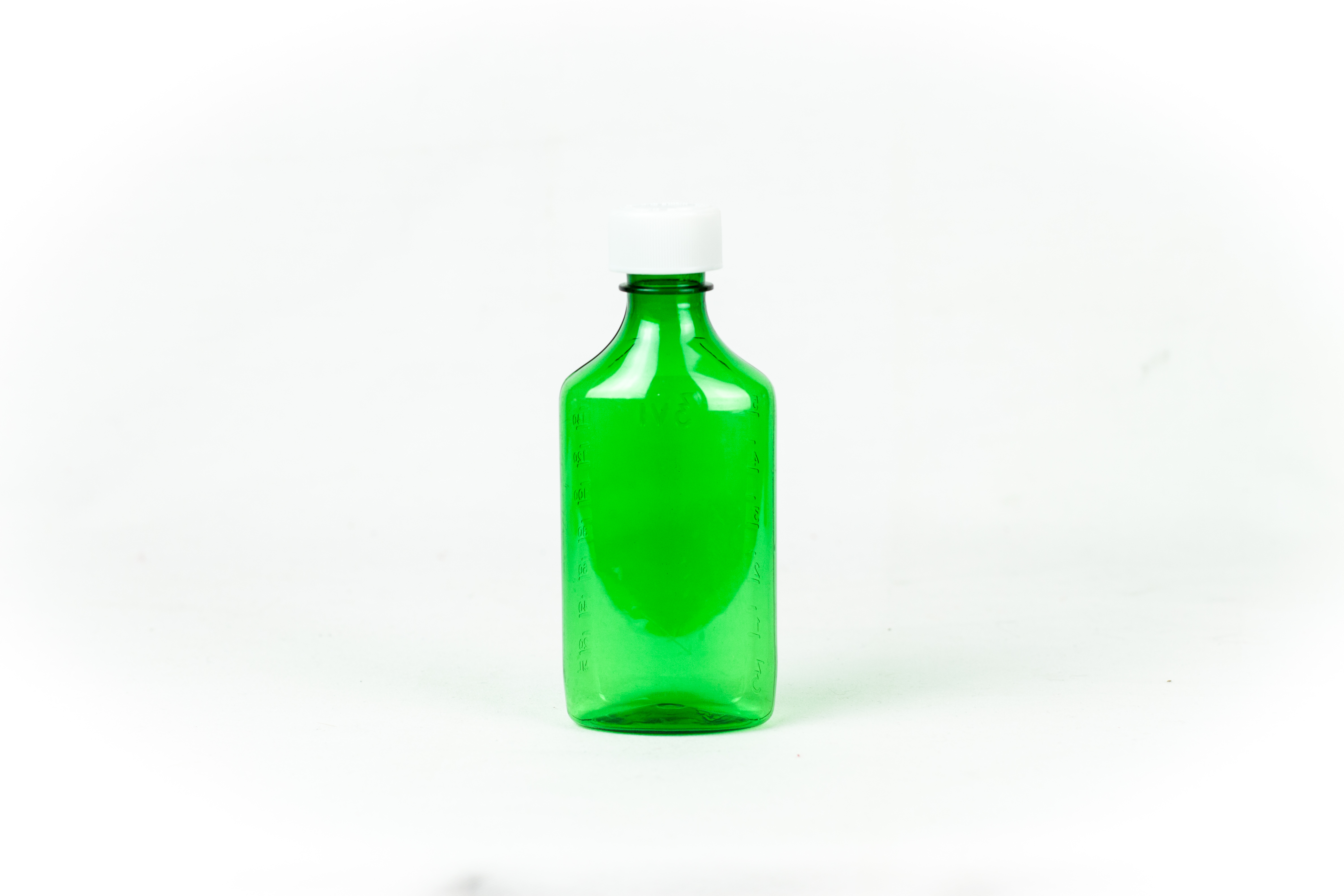 6 Ounce Green Liquid Oval and Caps, Child Resistant Plastic Prescription Oval Bottles
