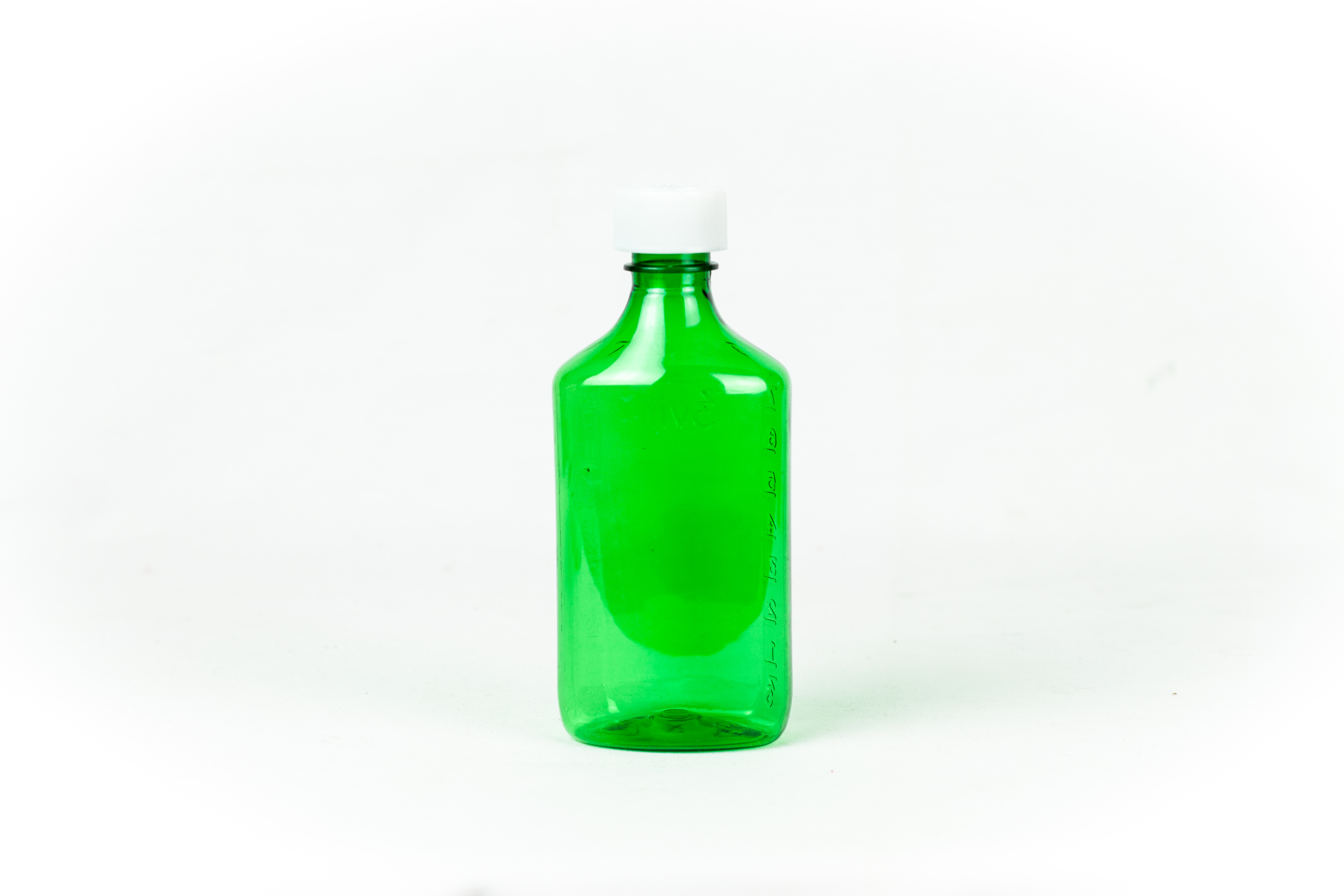 8 Ounce Green Liquid Oval and Caps, Child Resistant Plastic Prescription Oval Bottles