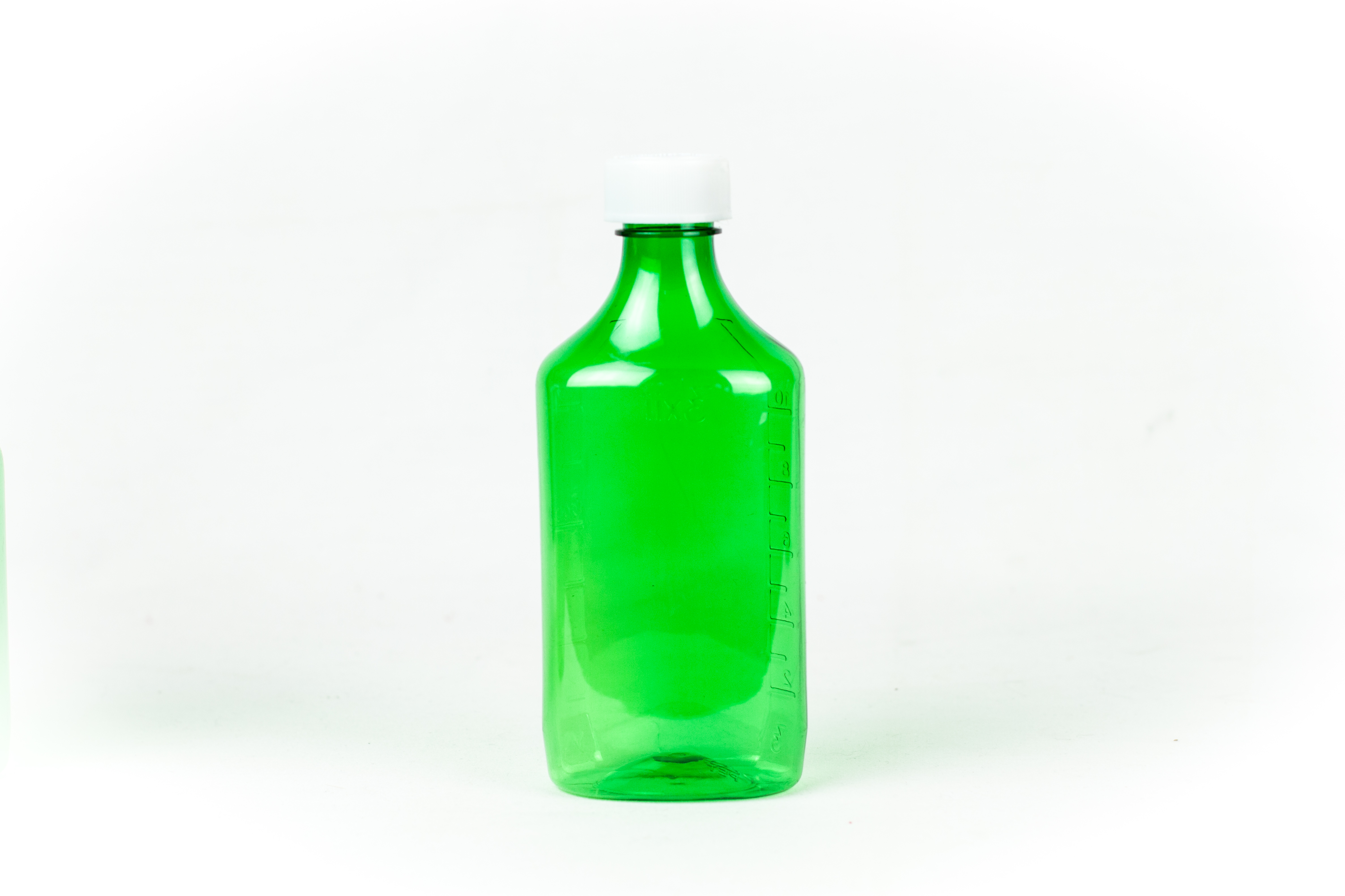 12 Ounce Green Liquid Oval and Caps, Child Resistant Plastic Prescription Oval Bottles