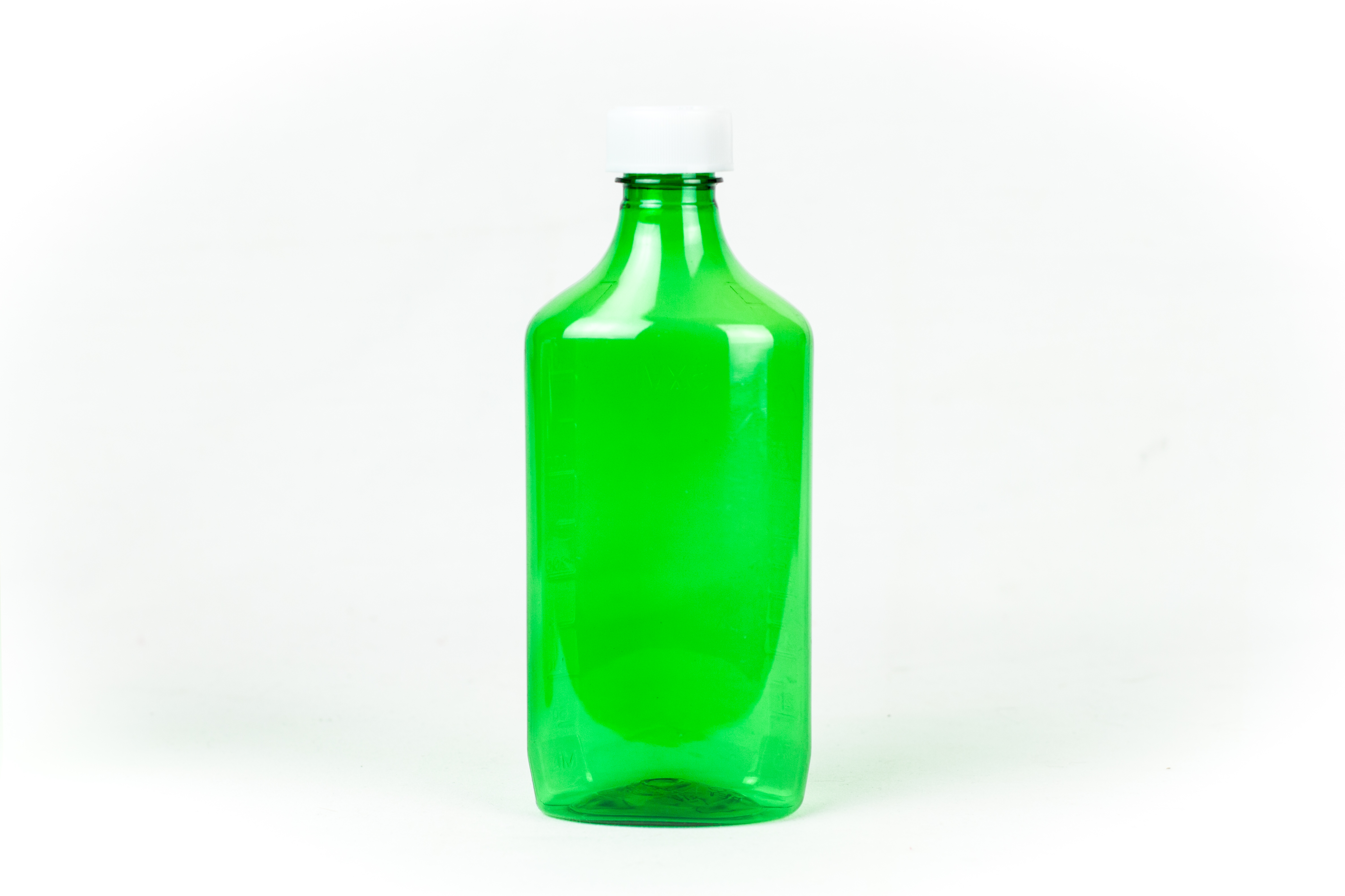 16 Ounce Green Liquid Oval and Caps, Child Resistant Plastic Prescription Oval Bottles