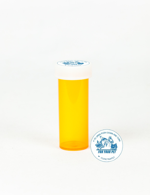 6 Dram Amber Vial and Vet Cap, Child Resistant Plastic Prescription Vials