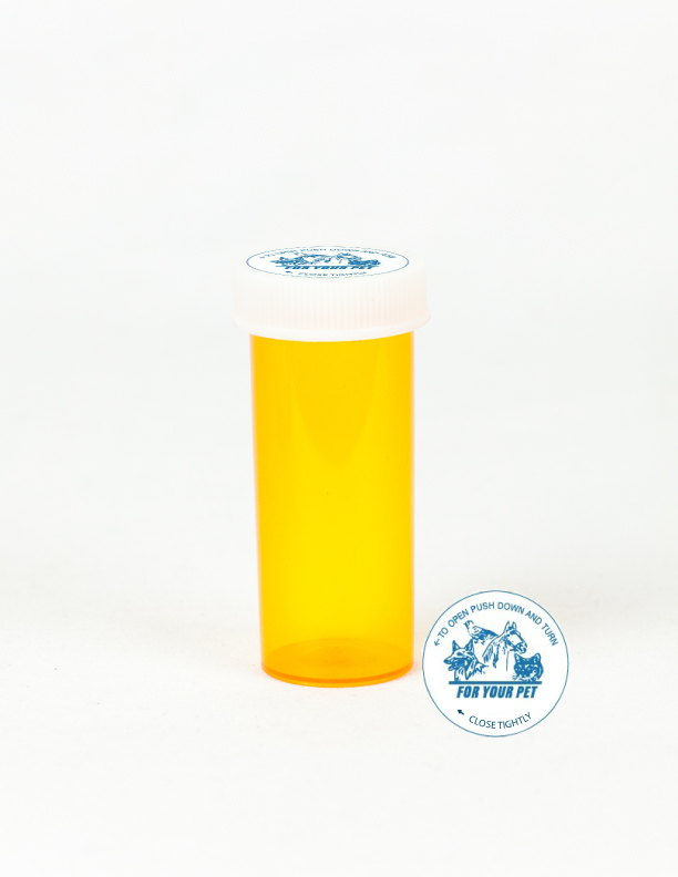 8 Dram Amber Vial and Vet Cap, Child Resistant Plastic Prescription Vials