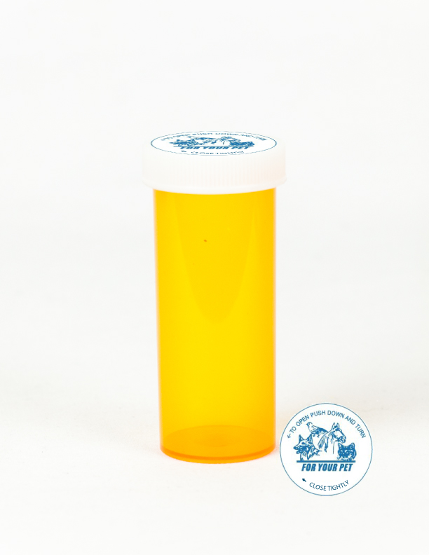 16 Dram Amber Vial and Vet Cap, Child Resistant Plastic Prescription Vials