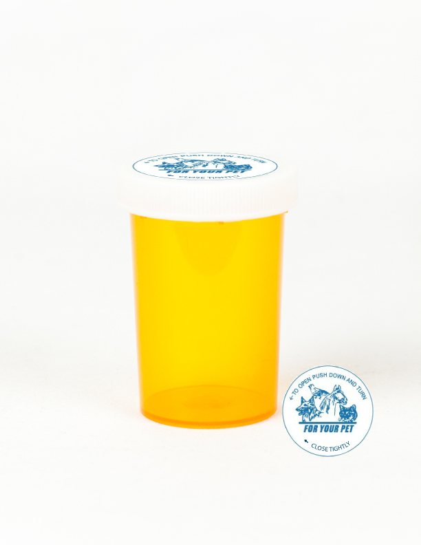 20 Dram Amber Vial and Vet Cap, Child Resistant Plastic Prescription Vials