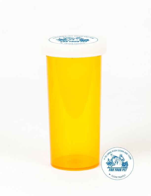 30 Dram Amber Vial and Vet Cap, Child Resistant Plastic Prescription Vials