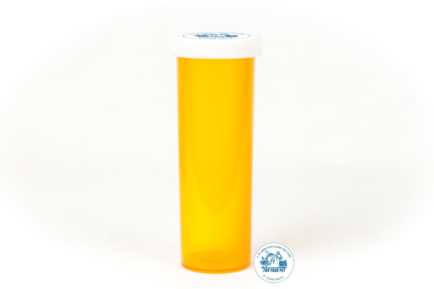 60 Dram Amber Vial and Vet Cap, Child Resistant Plastic Prescription Vials