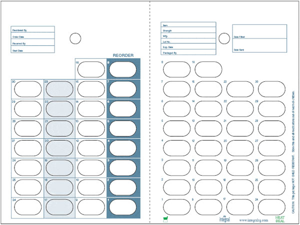 30 Day Count Down Cards 30-1, Large Clear Blister Attached