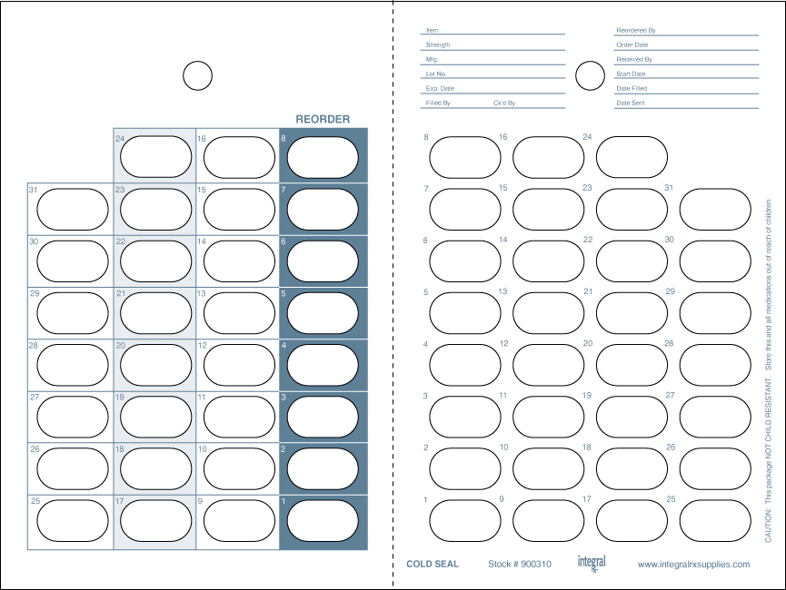 31 Day Count Down Cards, 31-1, Cold Seal Packaging