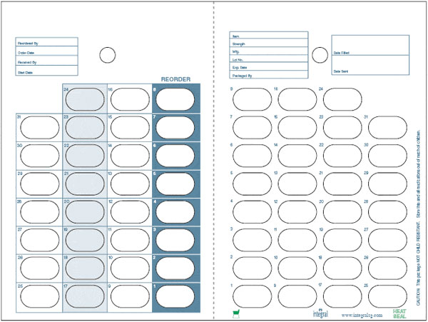 31 Day Count Down Cards 31-1, Large Clear Blister Attached