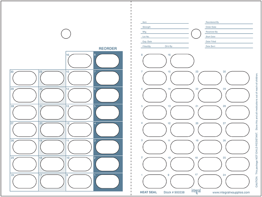 30 Day Count Down Cards 30-1, Large Amber Blister Attached