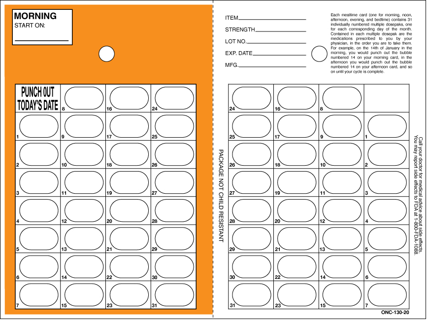 31 Day Morning Cards, 1-31, Heat Seal