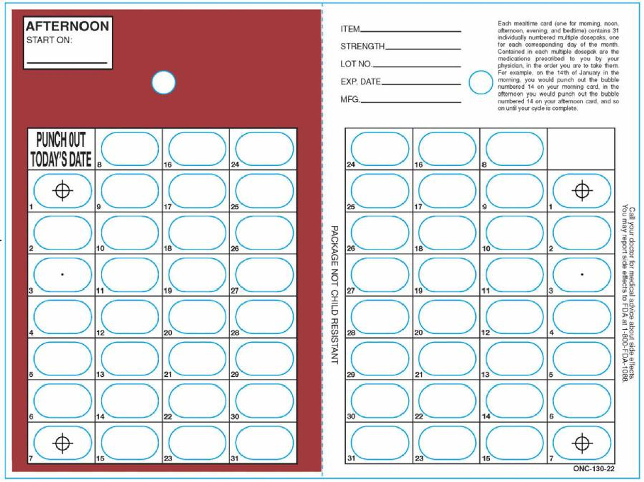 31 Day Afternoon Cards, 1-31, Heat Seal