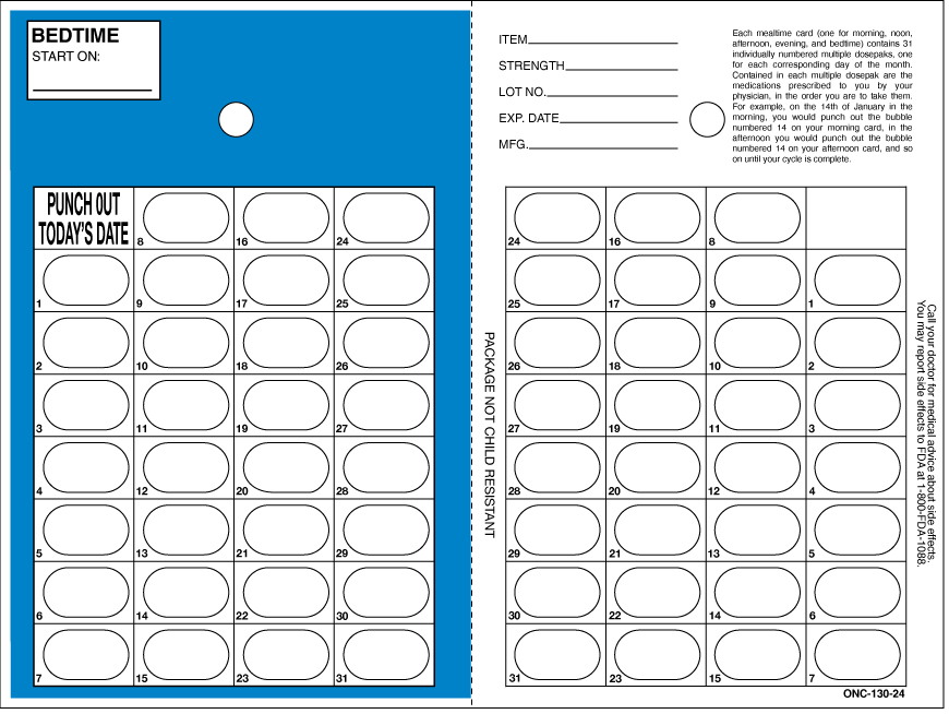 31 Day Bedtime Cards, 1-31, Heat Seal