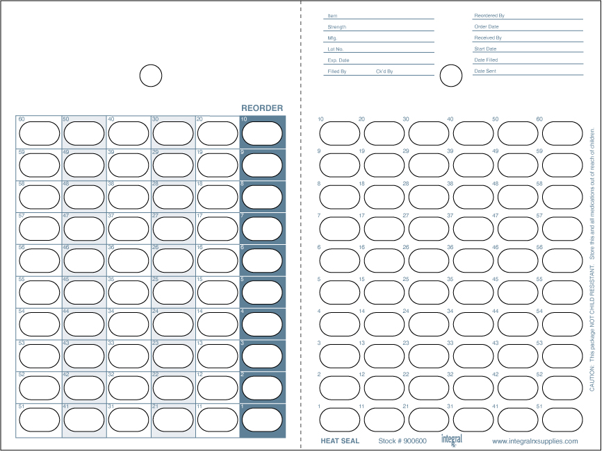 60 Day Count Down Cards, 60-1, Heat Seal