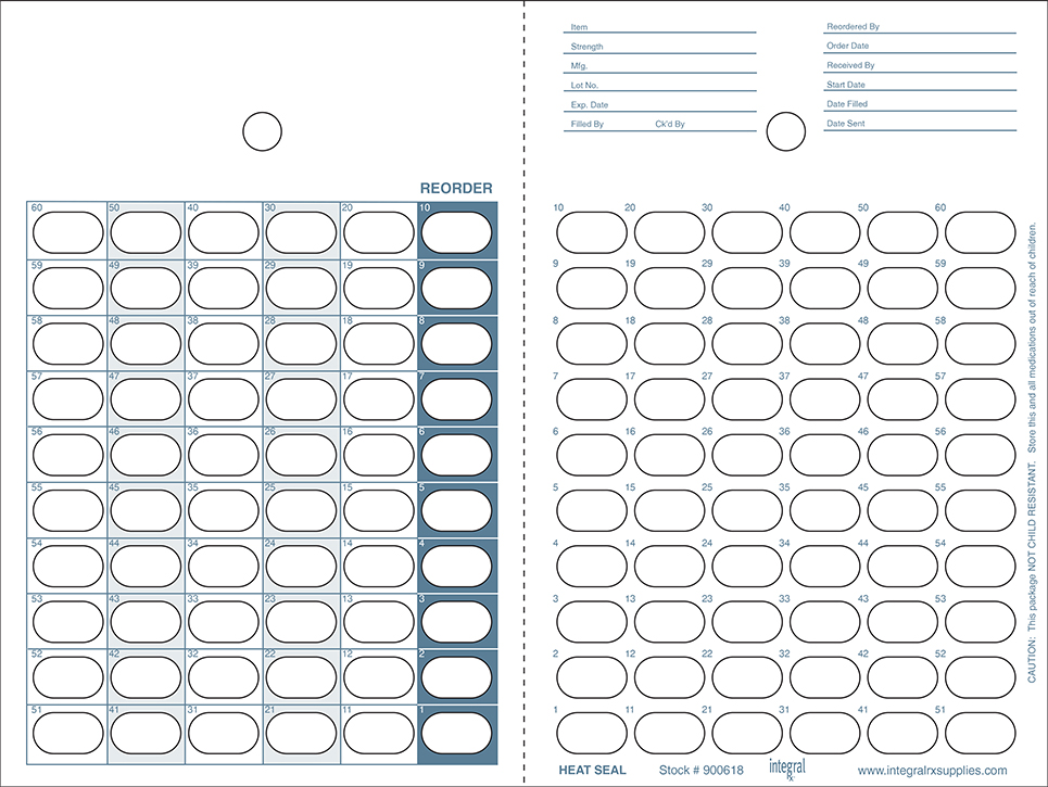60 Day Count Down Cards 60-1 Large Clear Blister Attached