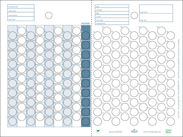 90 Day Count Down Cards, 90-1 Clear, Blister Attached, Cold Seal Packaging