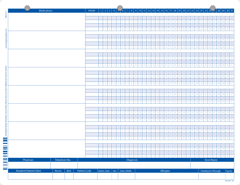 1 Part Medication / Treatment Record LTC Laser Forms
