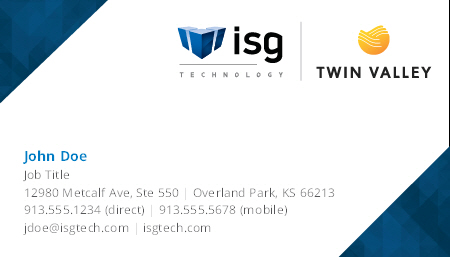 ISG BC  ISG + TV Business Cards