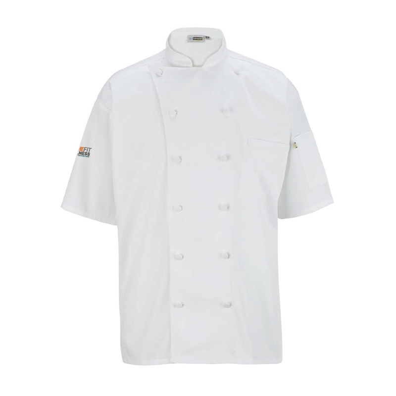 Executive Chef- Short Sleeve Mesh Back Chef Coat White - 12 Cloth Buttons