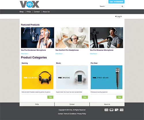 Demo screenshot of the Vox Liftoff theme