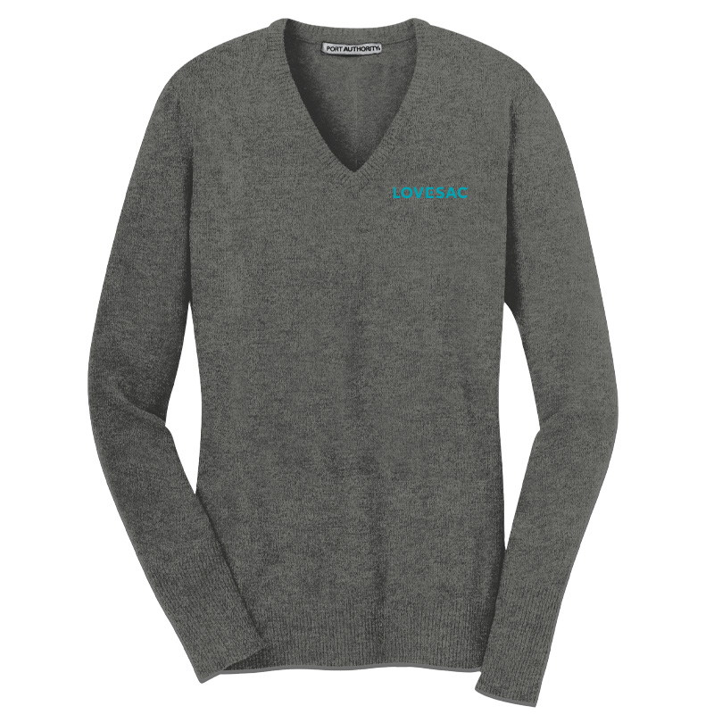 Women's V-Neck Sweater - Charcoal Heather