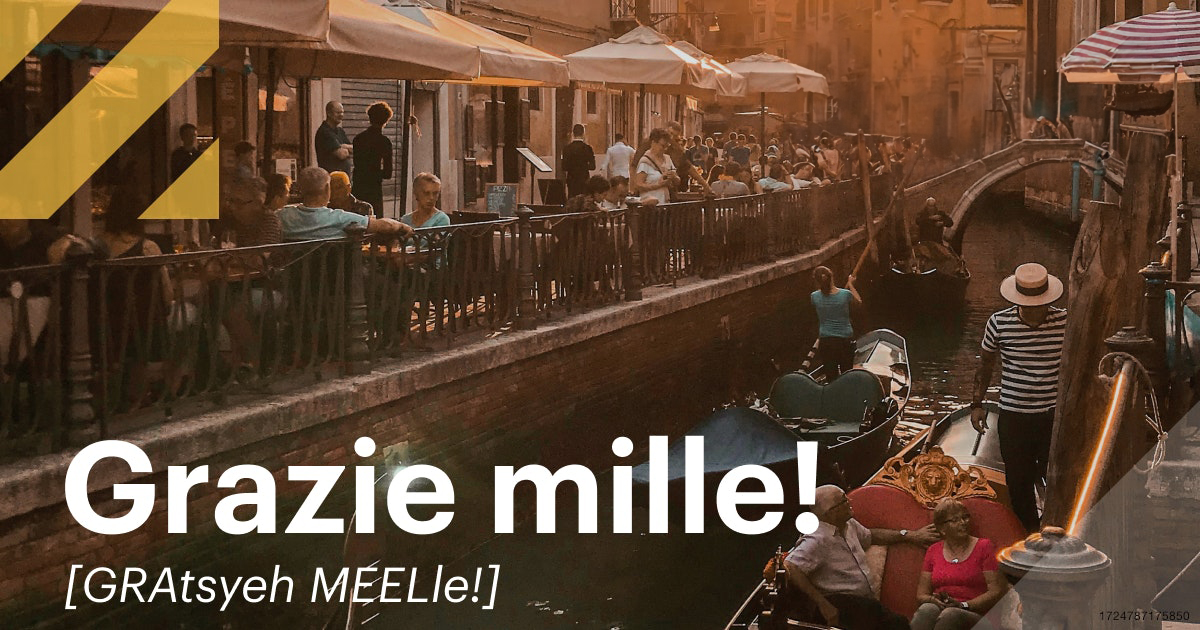 Italian Themed Social | Grazie mille! | Facebook + Twitter