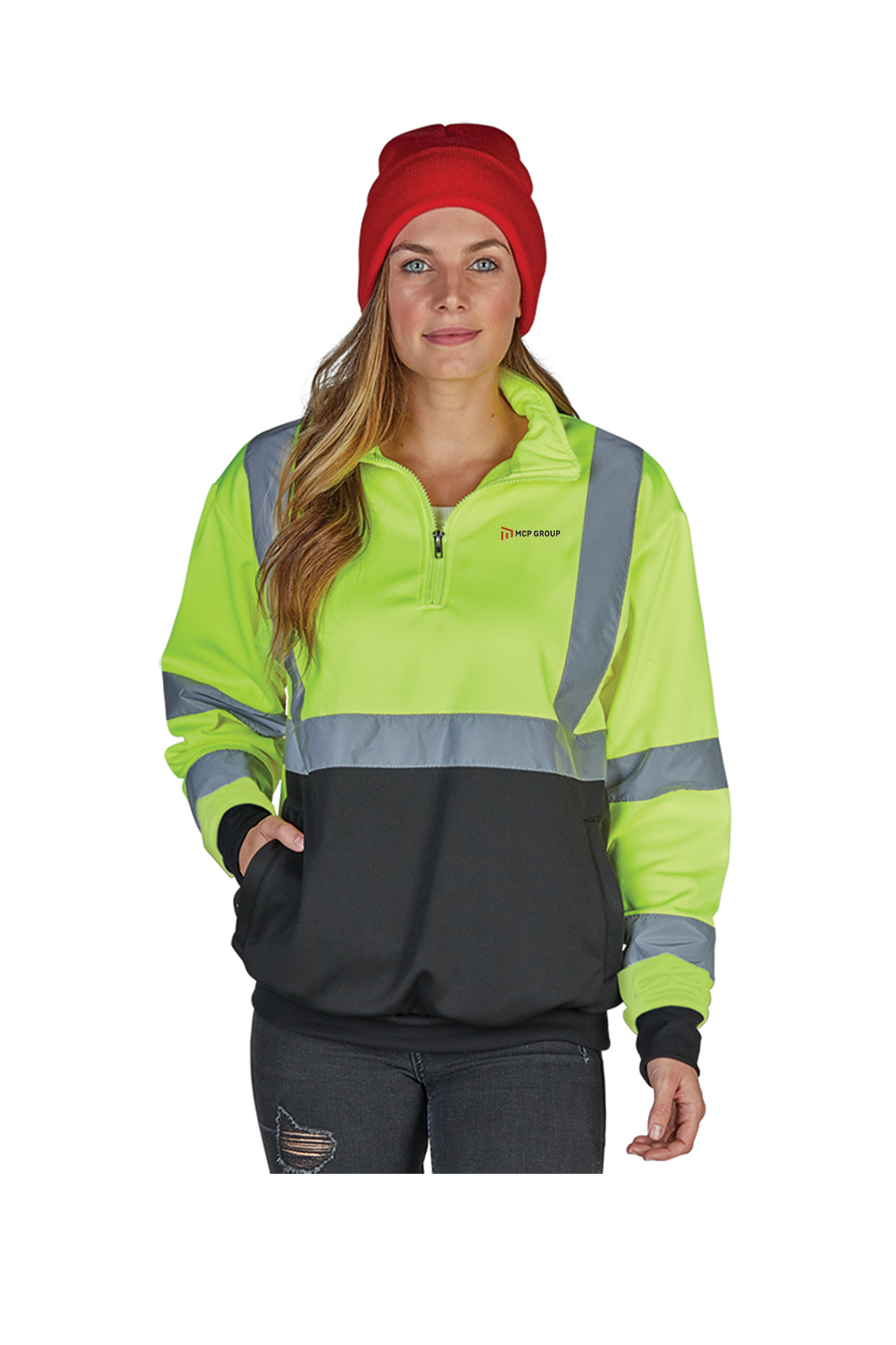 Quarter Zip Hi-Vis Sweatshirt.  9243