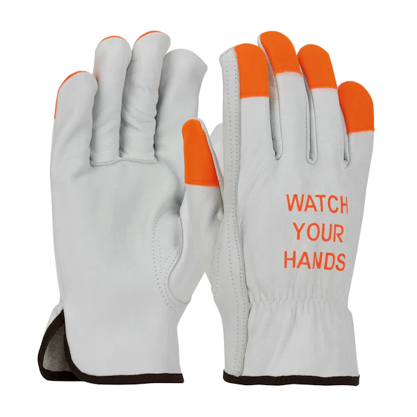 Cowhide Leather Grain Gloves (Orange)