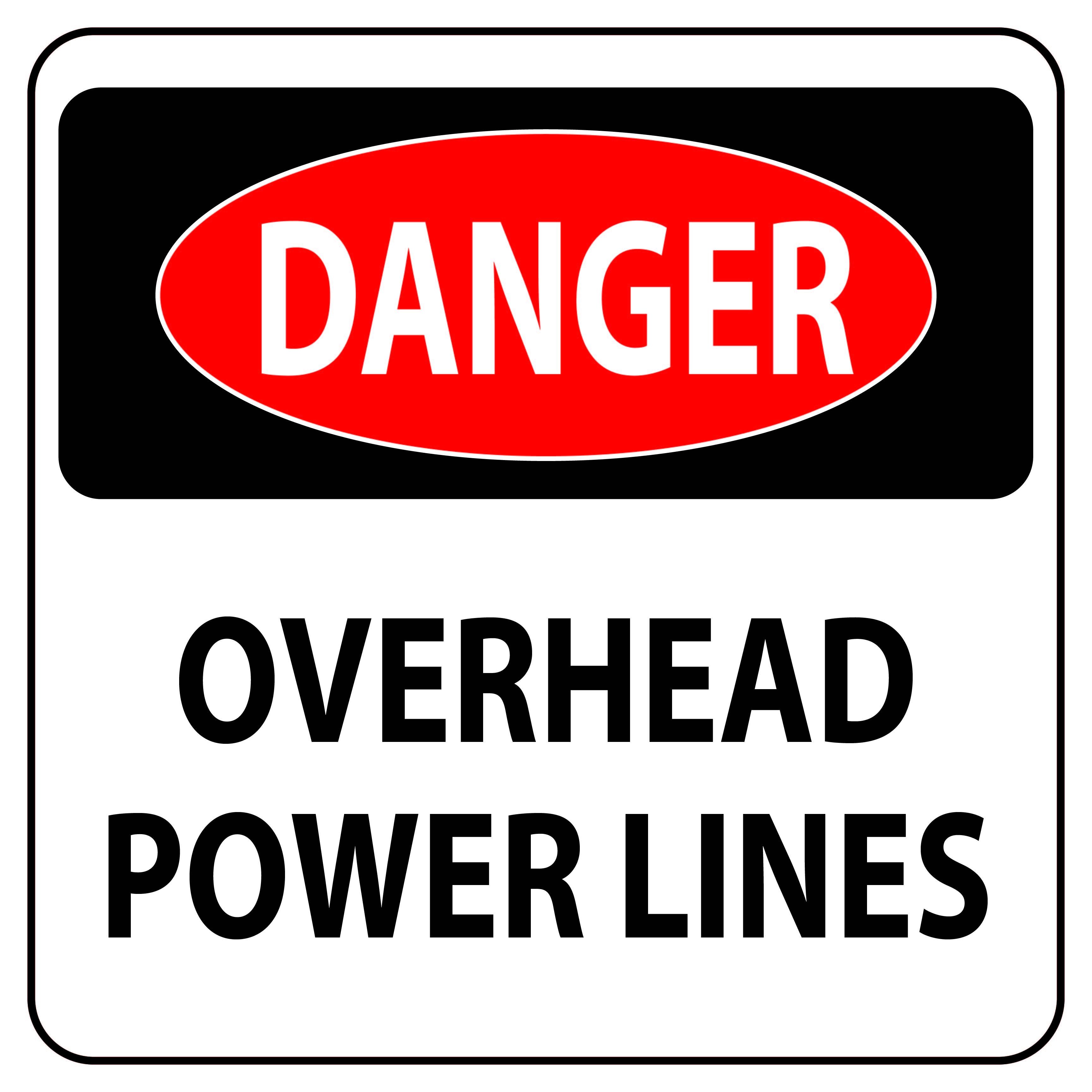 Caution Overhead Powerlines Banner (2' X 3')