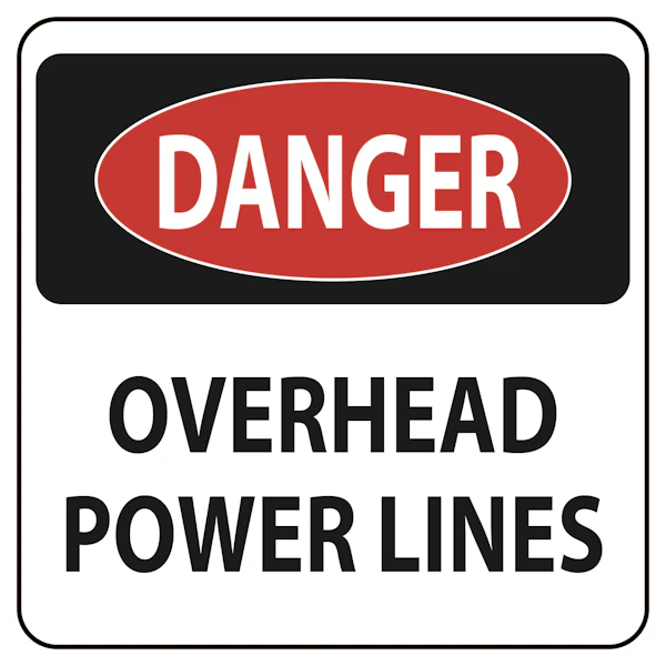 Caution Overhead Powerlines Banner (2' X 3')