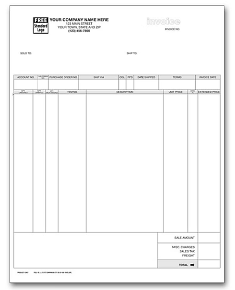 Laser Invoice, 8-1/2 x 11