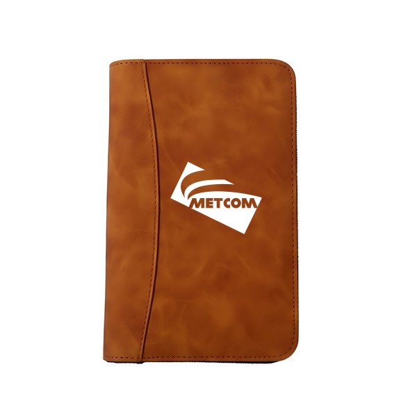 Leather Executive Zippered 6-Ring Binder Portfolio w/Calculator & Card Organizer