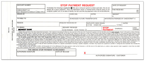 MB621ACHCUST Stop Payment Request-3 Part