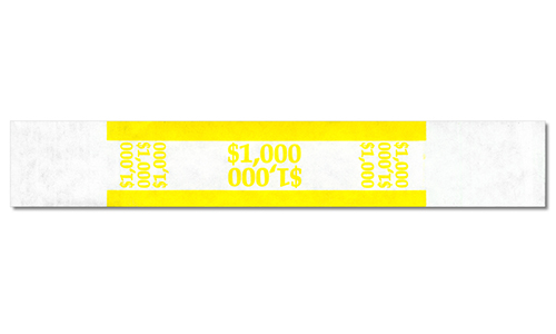 MBB60135 $1000 (Tens) White Currency Straps-Yellow Band