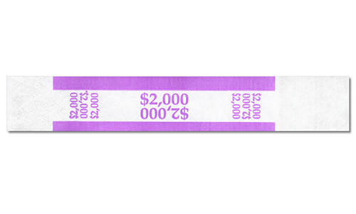 MBB60140 $2000 White Currency Straps-Violet Band