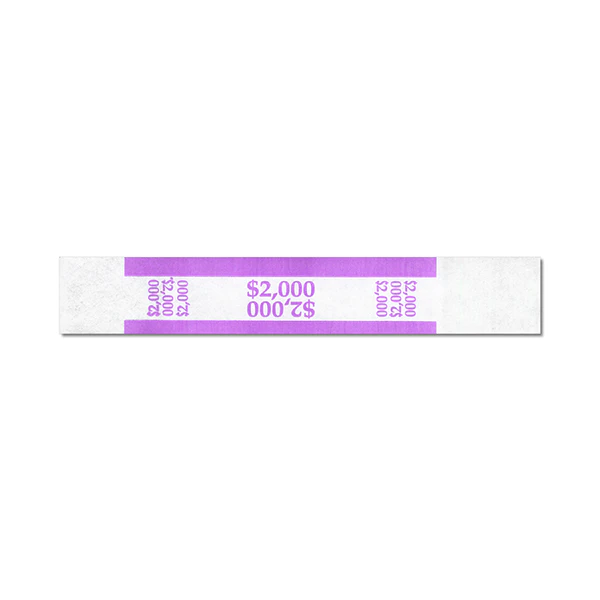 MBB60140 $2000 White Currency Straps-Violet Band
