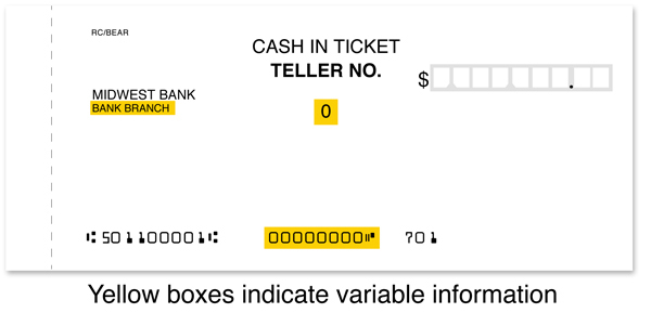 MBCID Duplicate White Cash In Tickets