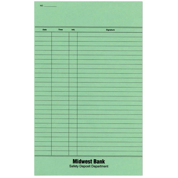MBCRDSDBER Safety Deposit Box Entry Record Card (2 sided)